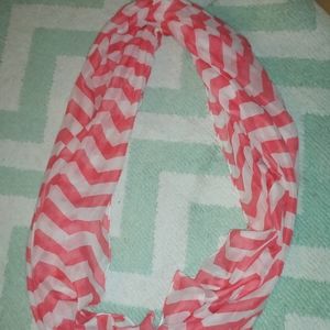 Pink & white chevron infinity scarf